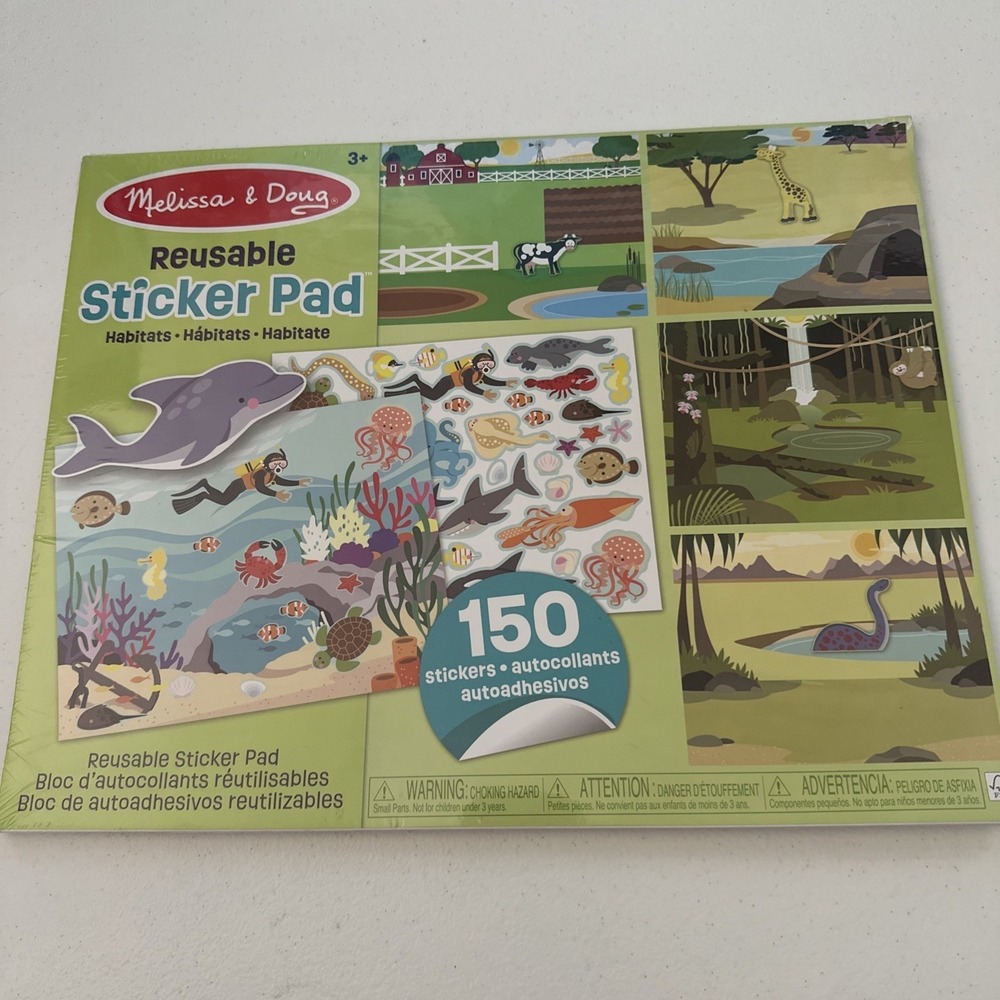 Melissa & Doug Habitats Reusable Sticker Pad 5 Scenes 150+ Repositional Stickers